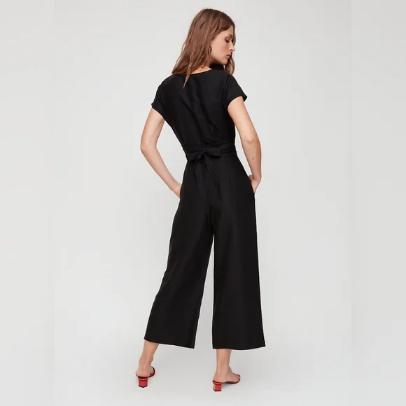 Aritzia Wilfred Brax Jumpsuit Linen Lyocell Cutout  Wide Leg Size 6 - Picture 8 of 11